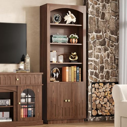Book Shelf and Bookcases with Doors & Cabinet, Walnut Brown, view 4