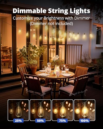 Outdoor String Lights 25FT LED Patio Lights IPX5 Waterproof with 10+1 ST38, view 5