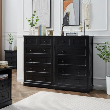 Farmhouse 6 Drawers Dresser, Black 48" Tall Chest of Drawers for Bedroom, view 6
