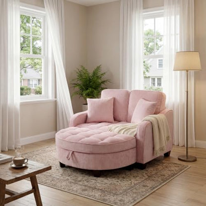 Chenille Tufted Loveseat Sofa and Ottoman Set, view 2