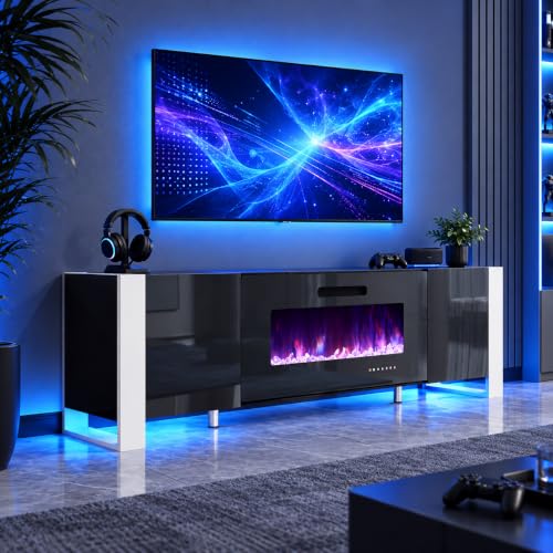 70" Modern Fireplace TV Stand with 36" Electric Fireplace, view 2