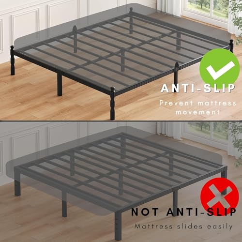 14 inch Full Bed Frames with Mattress Slide Stopper, Vintage Style, view 6