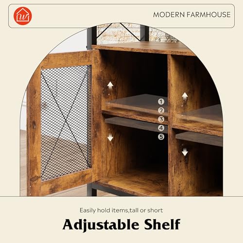 TV Stand 55 inch TV, Tall Entertainment Center with Storage, Farmhouse Industrial TV Console for Bedroom Living Room, Rustic Brown