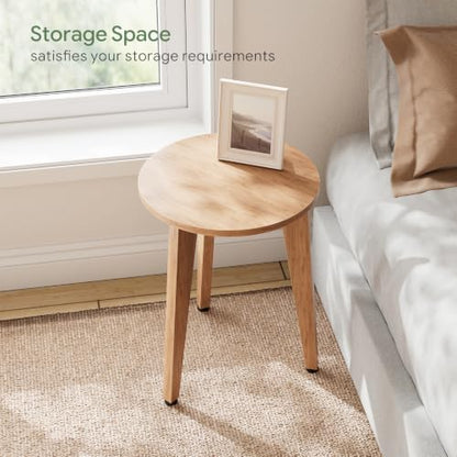 Side Table, Round End Table with Tapered Legs, Nightstand for Small Spaces, Living Room, Bedroom, Rustic Walnut