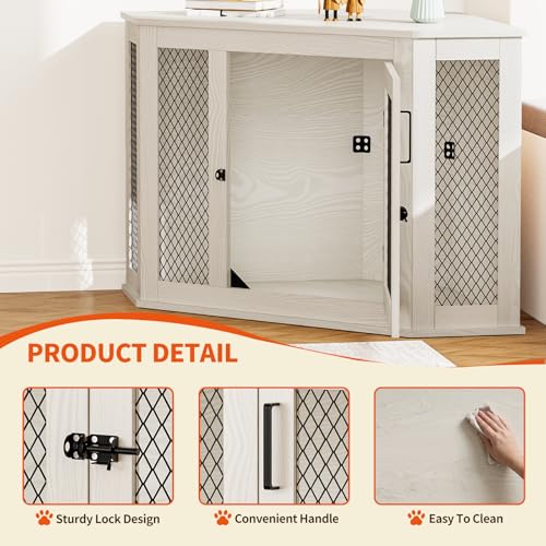 Corner Dog Crate, Wooden Furniture‑Style Crate for S/M & L‑Size Dogs, view 6