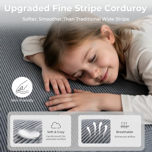 3-IN-1 Convertible Chaise Lounge Chair Indoor, Corduroy Boneless Couch, view 6
