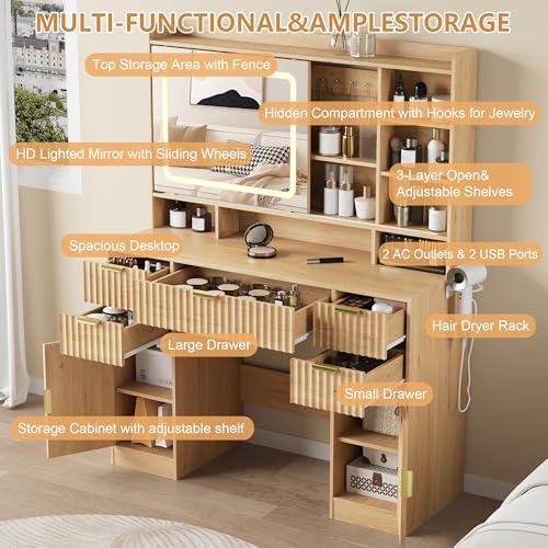 Makeup Vanity Desk with Mirror, view 4