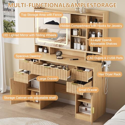 Makeup Vanity Desk with Mirror, view 4