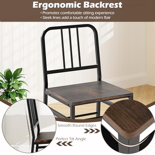 3-Piece Dining Table Set, Rectangular Kitchen Table with Storage Rack and 2 Dining Chairs, Heavy-Duty Metal Frame, Space-Saving Dinette Set for Breakfast Nook, Apartment (Brown + Black)