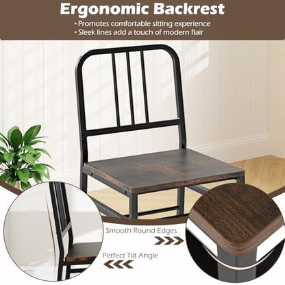 3-Piece Dining Table Set, Rectangular Kitchen Table with Storage Rack and 2 Dining Chairs, Heavy-Duty Metal Frame, Space-Saving Dinette Set for Breakfast Nook, Apartment (Brown + Black)