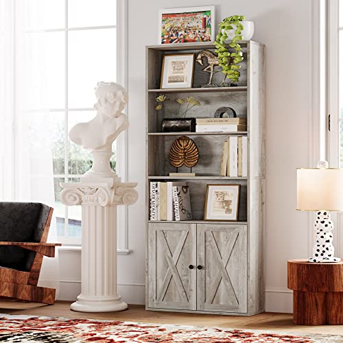 Industrial Bookshelves and Bookcases with Doors Floor Standing 6 Shelf Display, view 3