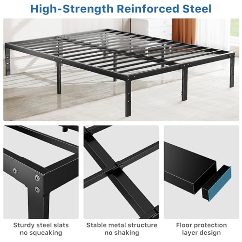 Twin bed frame, platform base, 14 inch height, view 5