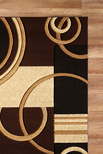 Area Rug Modern Soft Hand Carved Contemporary Floor Carpet with Premium Fluffy Texture for Indoor Living Dining Room and Bedroom Area (Brown, 4'x6')