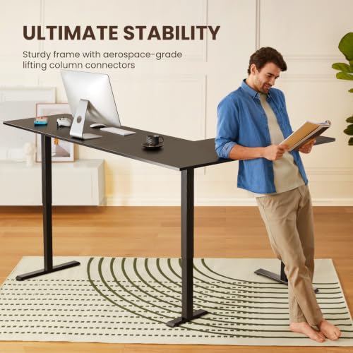 75" x 63" L Shaped Standing Desk Electric Adjustable Height, Black, view 6