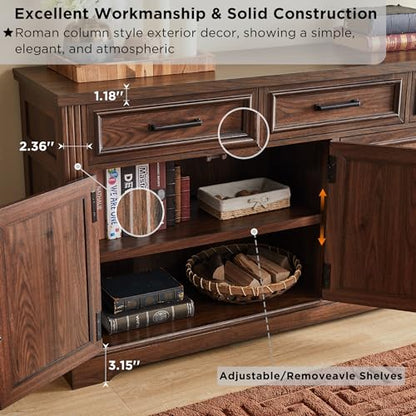 66" Farmhouse Buffet Cabinet with Storage, Sideboard Credenza, view 3