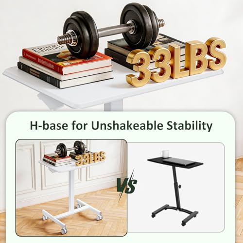 Mobile Standing Desk with Wheels, Small Rolling Desk Adjustable Height, view 5