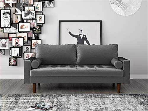 S5457 Mid Century Modern Velvet Upholstered Tufted Living Room Sofa, 69.68", Grey