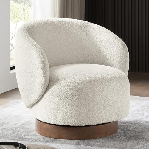 Swivel Accent Chair Modern Round Barrel Armchair Upholstered Performance Fabric for Livingroom Bedroom Reading Waiting Room