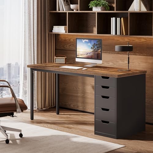 47 Inch Computer Desk with 5 Drawers, view 2