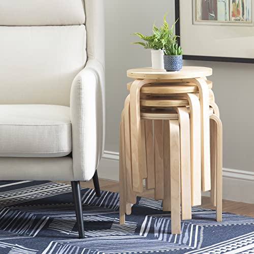 Jenna Natural Round 17" Stacking Stool Set of 4 (1771NAT-04-AS-U)