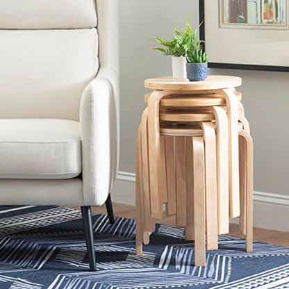 Jenna Natural Round 17" Stacking Stool Set of 4 (1771NAT-04-AS-U)