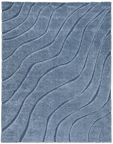 SAFAVIEH Area Rug 8x10 - Florida Shag Collection - Large - Light Blue & Blue, Non-Shedding & Easy Cleaning, Plush Thick Pile, Ideal for Living Room, Bedroom, Dining Space (SG472-6065)