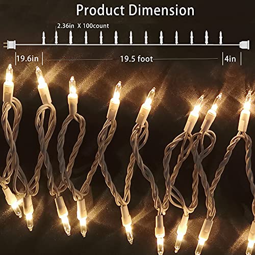 Christmas Lights 100 Count Mini Clear Lights 21ft White Wire Christmas Tree String Lights Set for Outdoor Indoor Christmas Decorations Wedding Valentines Day Decor,UL Certified (21feet)