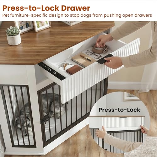 44.6" Corner Dog Crate Furniture with Storage Drawer, Dog Kennel Furniture, view 5