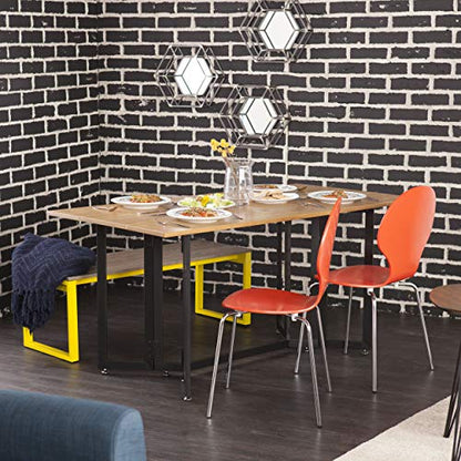 Holly & Martin Driness Drop Leaf Table - Oak with Black - Transitional Design, Brown Iron and Wood - Ideal for Dining Room, Kitchen (DN7448)
