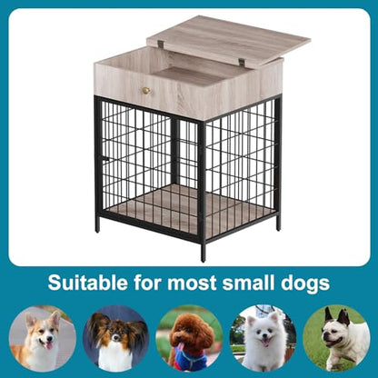Decorative Grey Steel-Tube Dog Kennel Table with Drawer, view 8