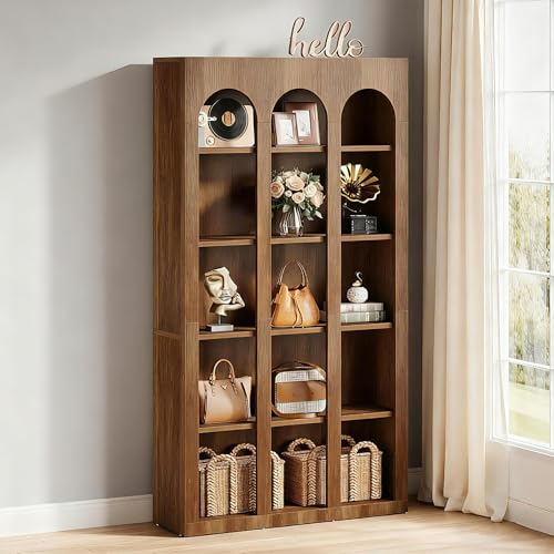 5-Tier Arched Bookshelf, 70.87-Inch Mid Century Modern Bookcase, view 4