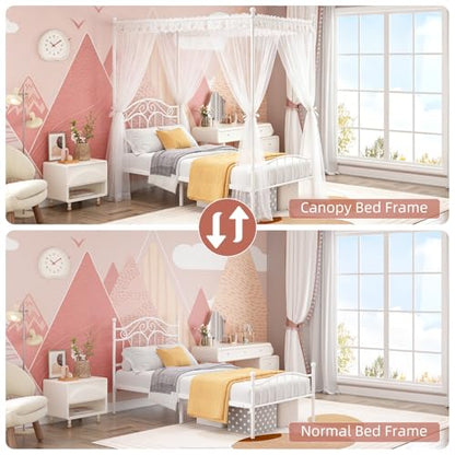 Metal Twin Canopy Bed Frame with Headboard and Footboard, view 6