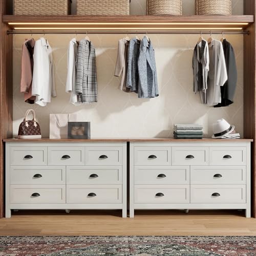 Antique White 7 Drawer Dresser for Bedroom, Farmhouse Wood Chest, view 7