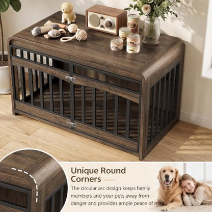 39.4" Dog Crate Furniture, Wooden Dog Cage for Small & Medium Dog, view 3