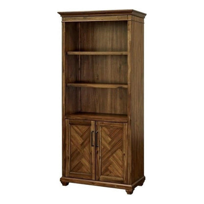 Wood Bookcase W/Doors Office Storage Fully Assembled in Brown