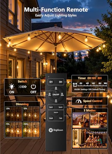 100FT 31 Bulbs Outdoor String Lights with Remote & Dimmable, view 3