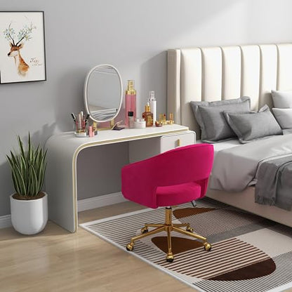 Modern Home Office Desk Chair 1PC, Height Adjustable Vanity Chair, Hot Pink