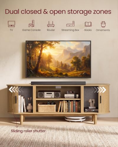 VASAGLE TV Stand for 65-Inch TVs, Mid Century Entertainment Center with Storage, view 5