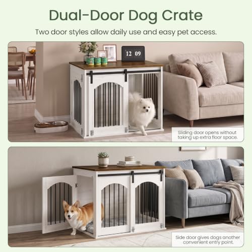 31.5" Dog Crate Furniture, Heavy Duty Dog Kennel with Barn Door, view 5