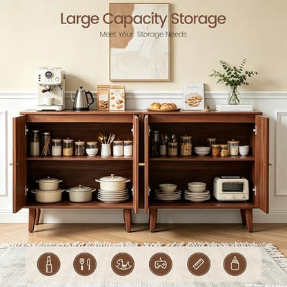 94.5” Mid Century Modern Sideboard Buffet Cabinet with Storage, view 5