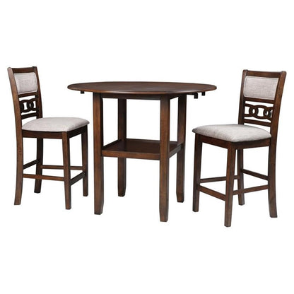 New Classic Furniture Gia 3-Piece Drop Leaf Counter Table Set with 2 Chairs, 42-Inch, Cherry