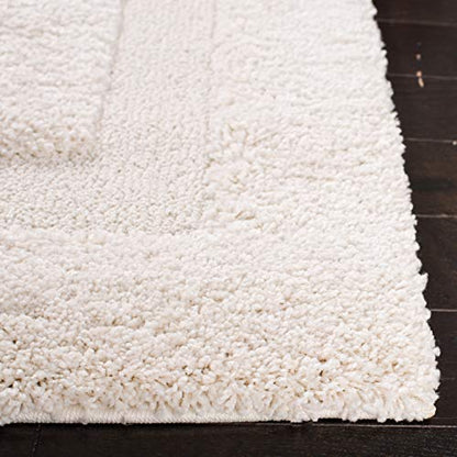 SAFAVIEH Florida Shag Collection Area Rug - 5' Round, Creme & Creme, Border Design, Non-Shedding & Easy Care, 1.2-inch Thick Ideal for High Traffic Areas in Living Room, Bedroom (SG454-1111)