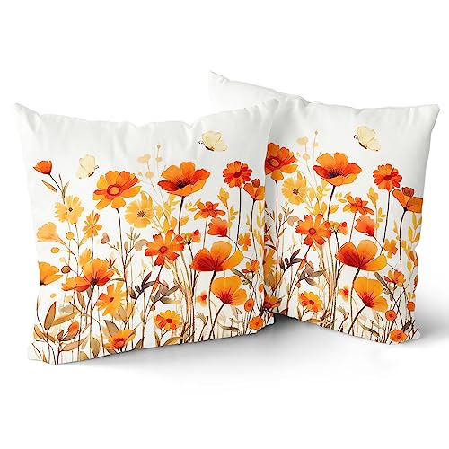 Fall Wildflowers Decorative Pillow Covers 18x18 Inch Set of 2, view 2