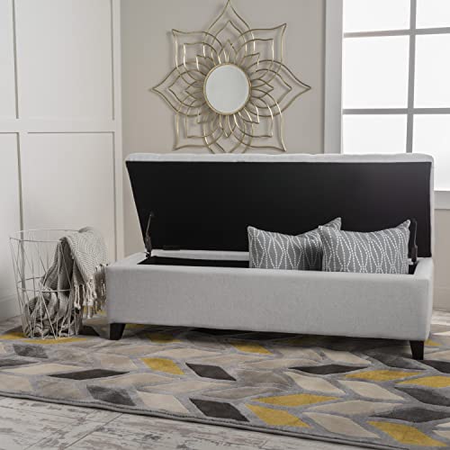 Mission Fabric Storage Ottoman, Light Grey