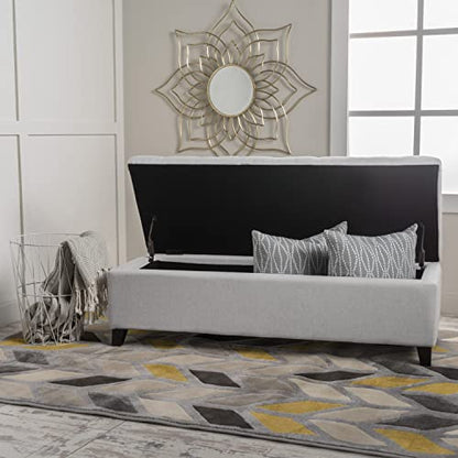 Mission Fabric Storage Ottoman, Light Grey