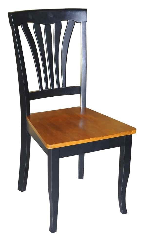 AVC-BLK-W Avon Dining Room Chairs - Slat Back Solid Wood Seat Chairs, Set of 2, Black & Cherry