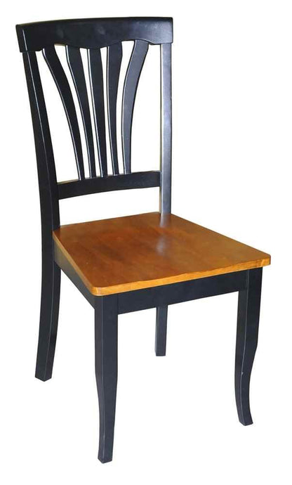 AVC-BLK-W Avon Dining Room Chairs - Slat Back Solid Wood Seat Chairs, Set of 2, Black & Cherry