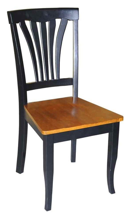 AVC-BLK-W Avon Dining Room Chairs - Slat Back Solid Wood Seat Chairs, Set of 2, Black & Cherry