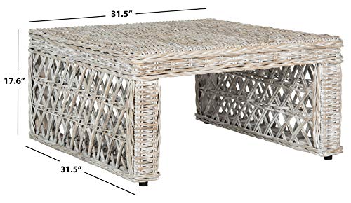 SAFAVIEH Home Collection Hila White Wash Wicker Coffee Table