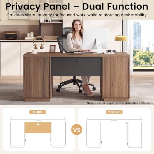 Computer Desk with Storage, 63'' Executive Desk with 7 Drawers, view 7